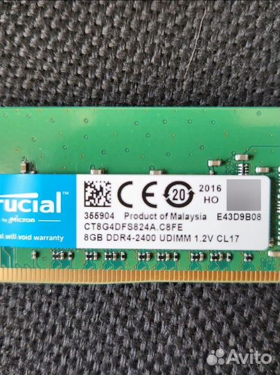 Оперативная память ddr4-2400 8gb Crucial