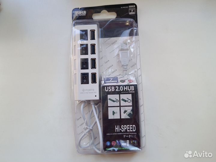 USB Hub 2.0 с выключателями на 4 порта с кабелем 4