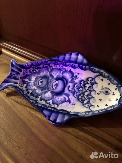 Блюдо для рыбы, Гжель