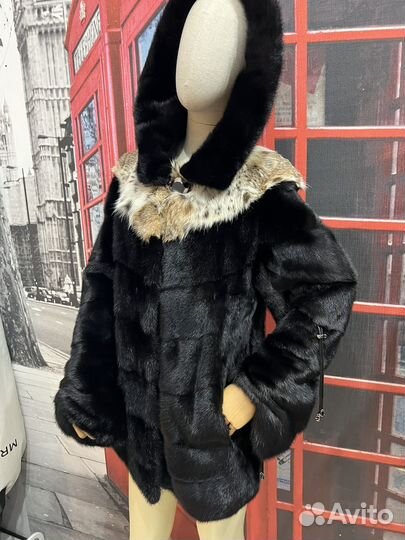Норковая шуба. С Рысью 44-46+ Норковая повязка
