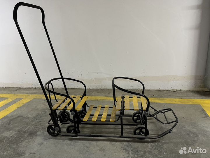 Детские санки на колесах для двоих