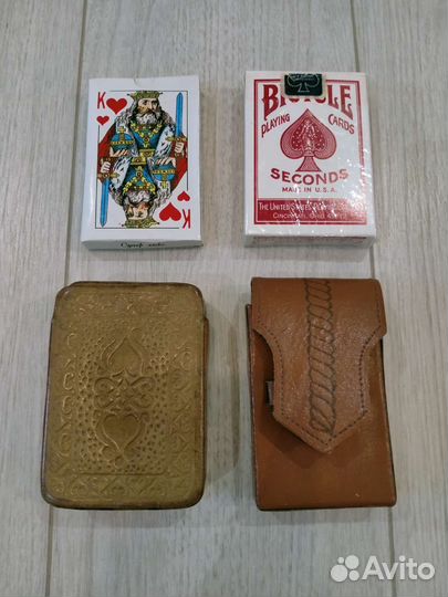 Карты игральные Россия, США и кожаные чехлы