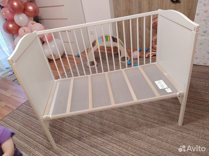 Детская кроватка с матрасом IKEA Smgöra + бортики