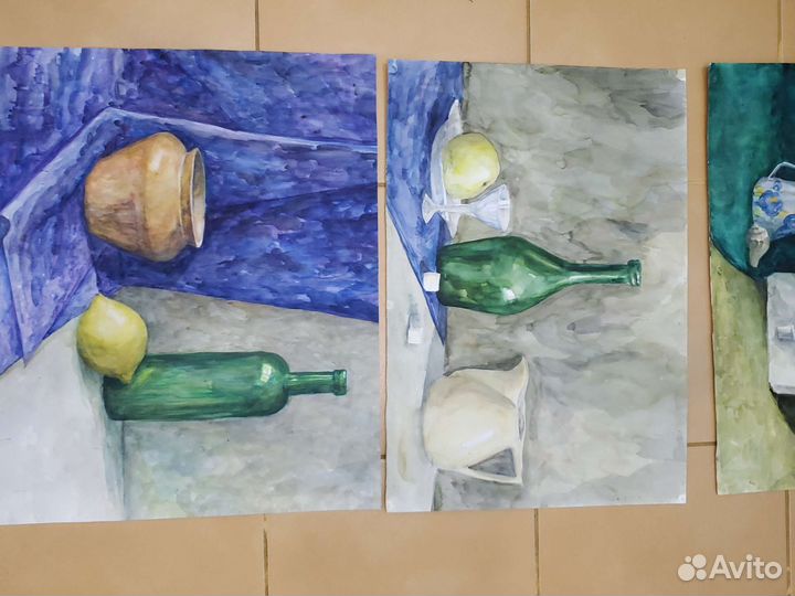 Картина акварелью натюрморт драпировкой