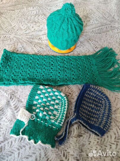 Шарф, шапки вязаные детские весенние осенние