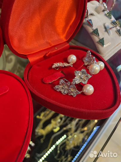 Серьги серебро с жемчугом