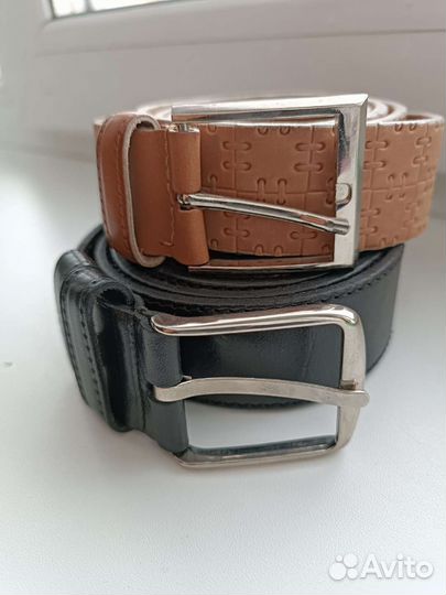 Мужской кожаный ремень с пряжкой