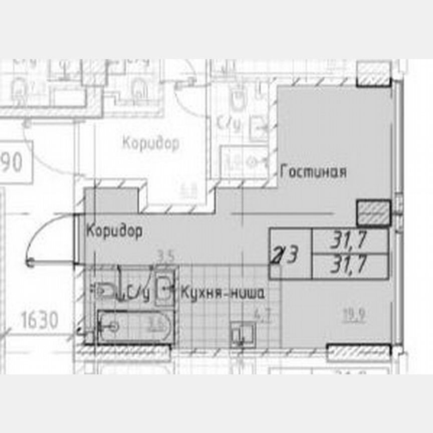 Квартира-студия, 31,7 м², 2/46 эт.