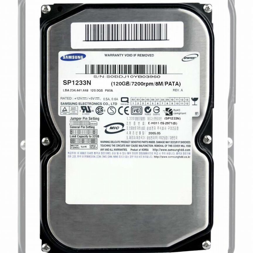 [SP1233N] Жесткий Диск Samsung 120gb 7200 Ide 3,5" Sp1233n