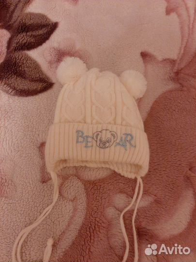 Шапочка для новорождённого 0-6 месяцев