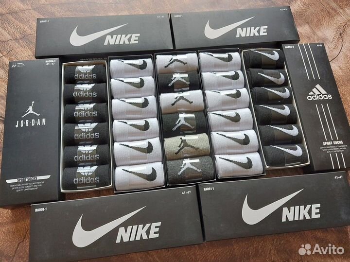 Носки Nike Adidas Jordan белые