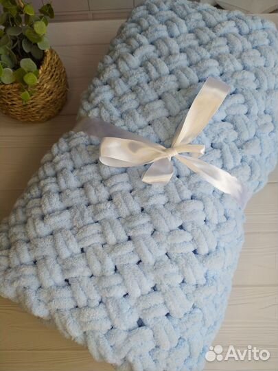 Вязаный плюшевый плед