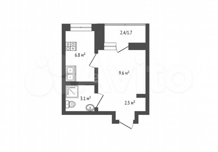 Квартира-студия, 24,7 м², 8/26 эт.
