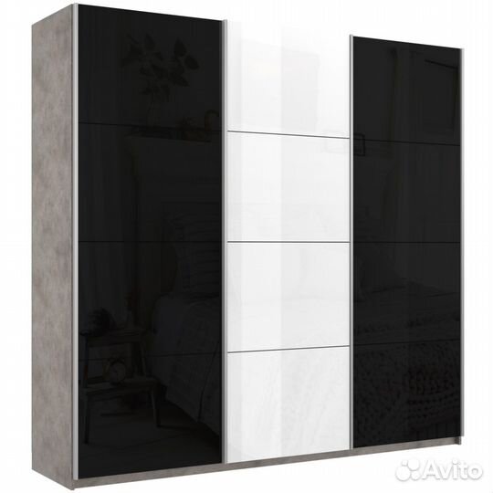 Шкаф-купе Прайм 3-х дверный (Черное стекло, Белое