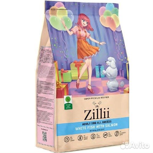 Корм 800г zillii белая рыба с лососем для взрослых