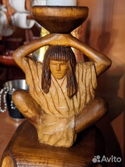 Фигурка йога подсвечник из дерева