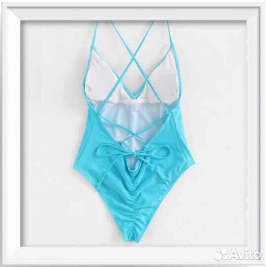 Купальники слитные голубой/черный