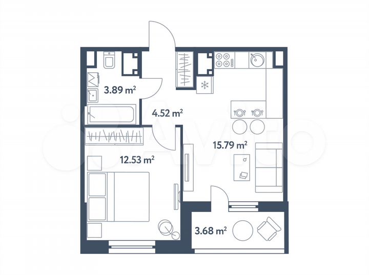 2-к. квартира, 38,6 м², 18/25 эт.