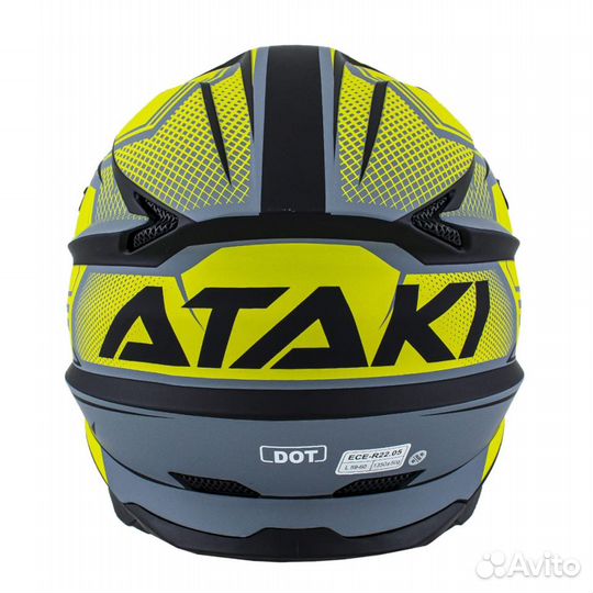 Шлем кроссовый ataki JK801A Legacy, Hi-Viz зеленый