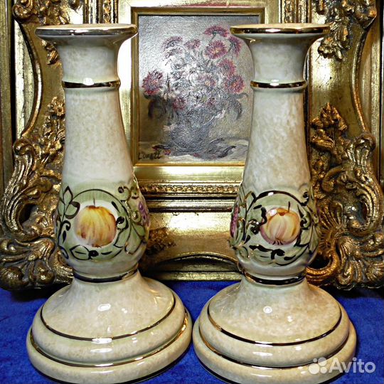 Подсвечники.Италия.1949.Ручная роспись.Фарфор
