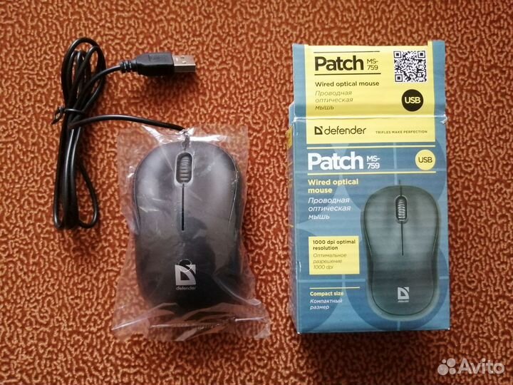 Мышь проводная Defender Patch MS-759 чёрного цвета