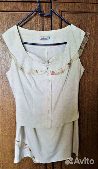 Костюм женский летний льняной 46 размер