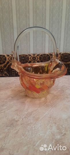 Вазочка из цветного стекла СССР