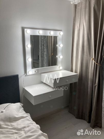 Гримерное зеркало с лампочками