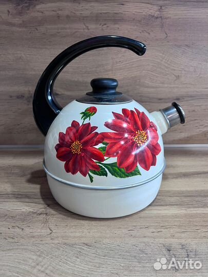 Чайник эмалированный со свистком 4л
