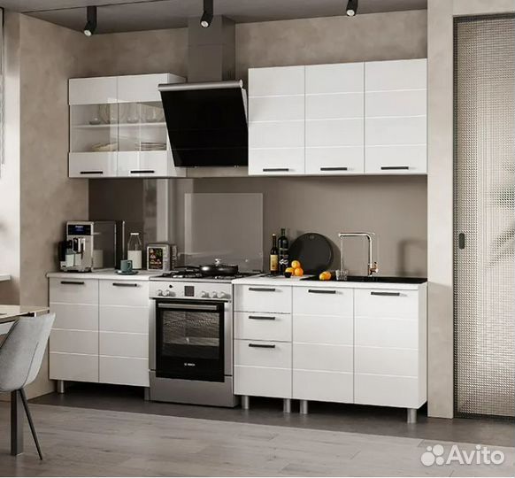 Кухня Дина 2.0 м белый глянец