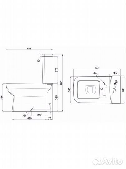 Унитаз-компакт Della quattro Wood (022) Джаз черны