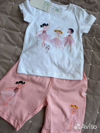 Футболка и шорты для девочки 86, 98 см