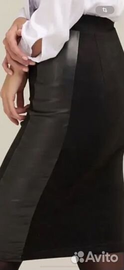 Юбка -карандаш с вставками из эко кожи
