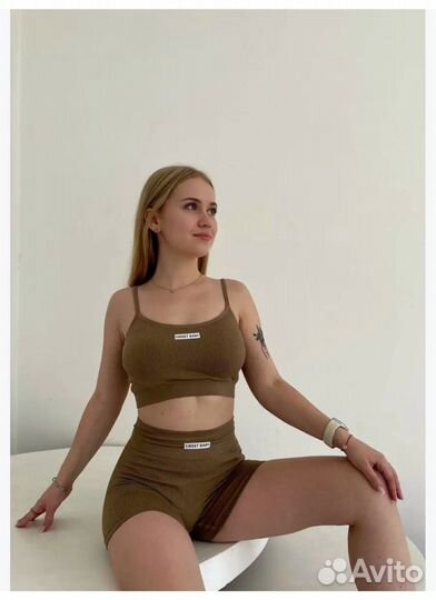 Комплект белья с шортами в рубчик 40-44