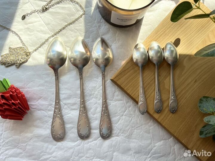 Мельхиоровые ложки мнц посеребренные