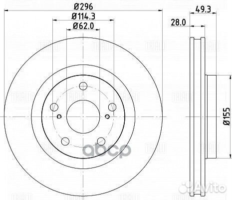 Диск тормозной передний d296 Toyota Camry 06