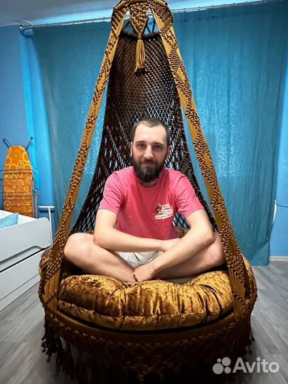 Подвесное кресло шатер. Макраме. Плетеный шатер