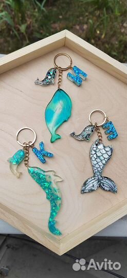 Брелок из эпоксидной смолы Рыбка Русалка Кит