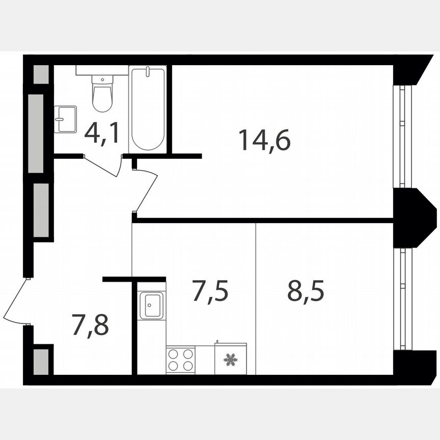 1-к. квартира, 42,5 м², 6/17 эт.