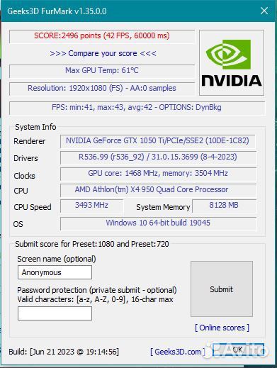 Видеокарта Palit GeForce GTX 1050 Ti StormX 4GB
