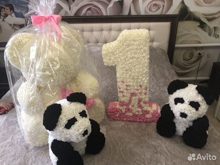 Мишка из роз 65 см