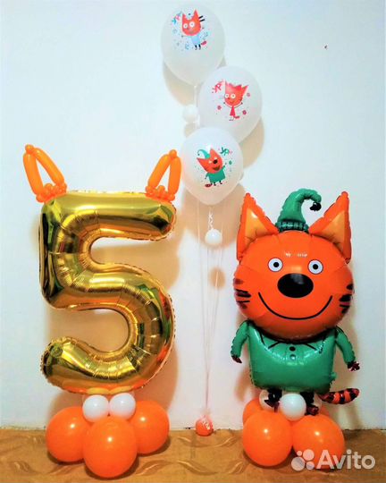 Фигурки котят на день рождения с ушастыми цифрами