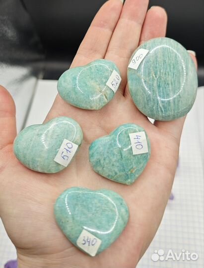 Амазонит сердечки и галтовка