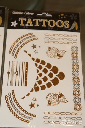 Наклейки -татуировки цвет. золото, серебро и т. д