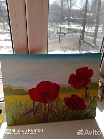 Картина маслом красные маки