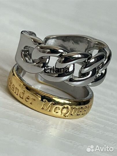 Кольцо цепь двойное Alexasndr McQueen