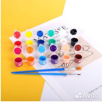 Набор акриловых красок 12 цветов и 2 кисти