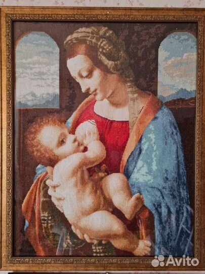 Картина вышитая крестом Л. да Винчи Мадонна Литта