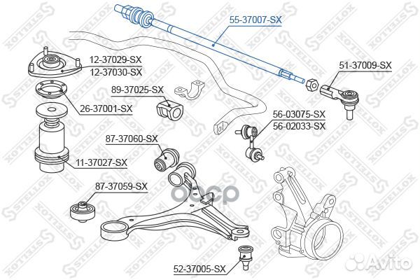 55-37007-SX тяга рулевая Honda Civic 01 55370