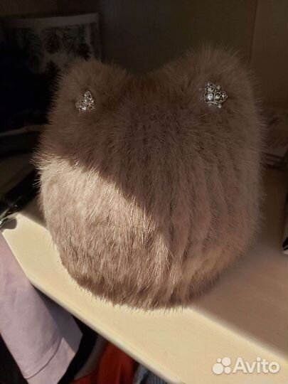Шапка норковая женская кошечка